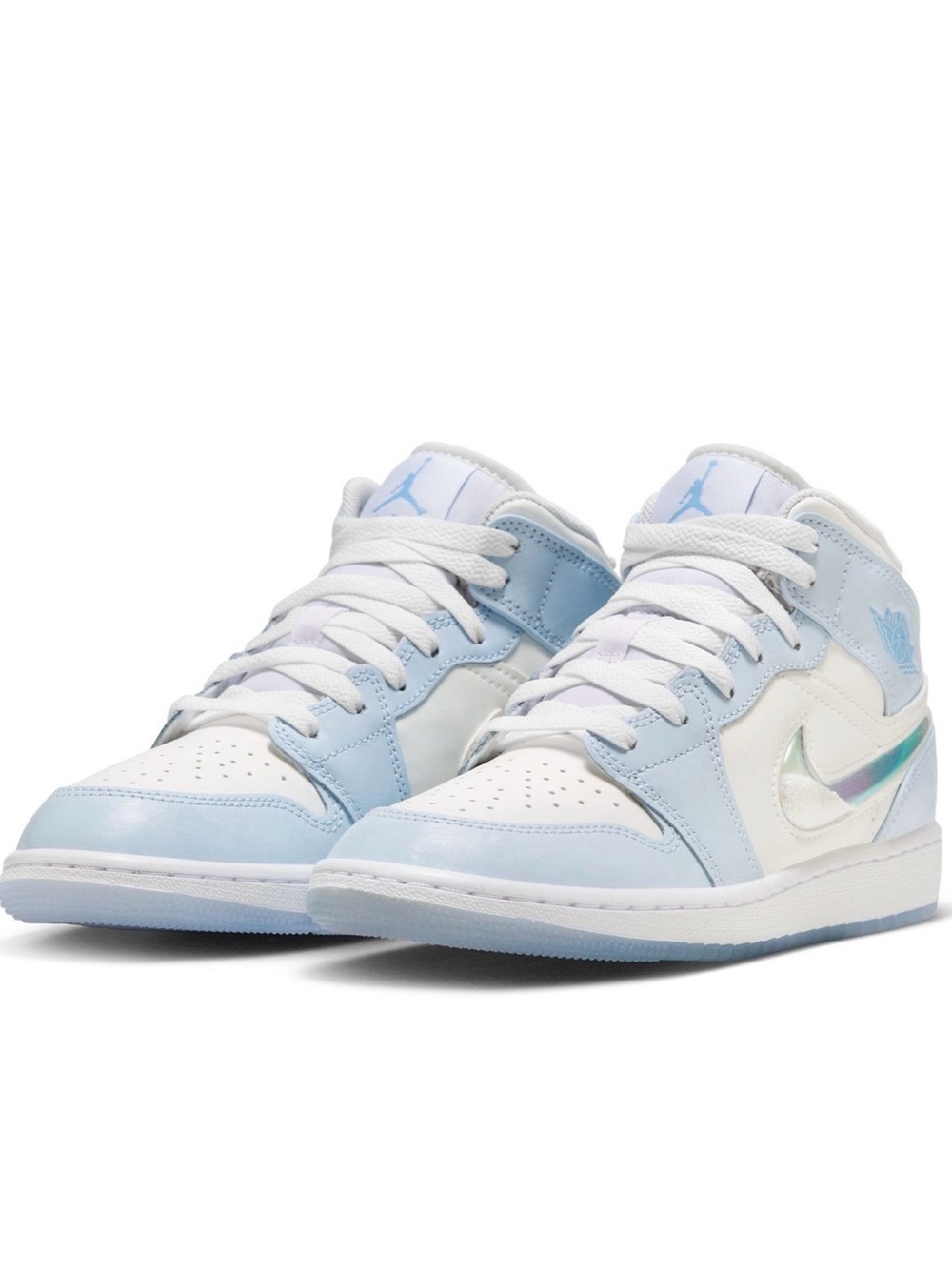 Jordan Kids' Mid-Top Sneakers in White and Light Blue